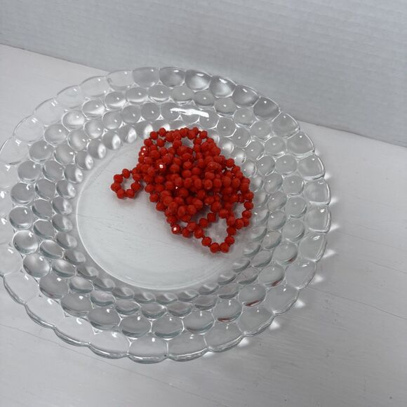 Vintage Clear Bubble Glass Round 8.75" Bowl Dish Bubble - Picture 3 of 9